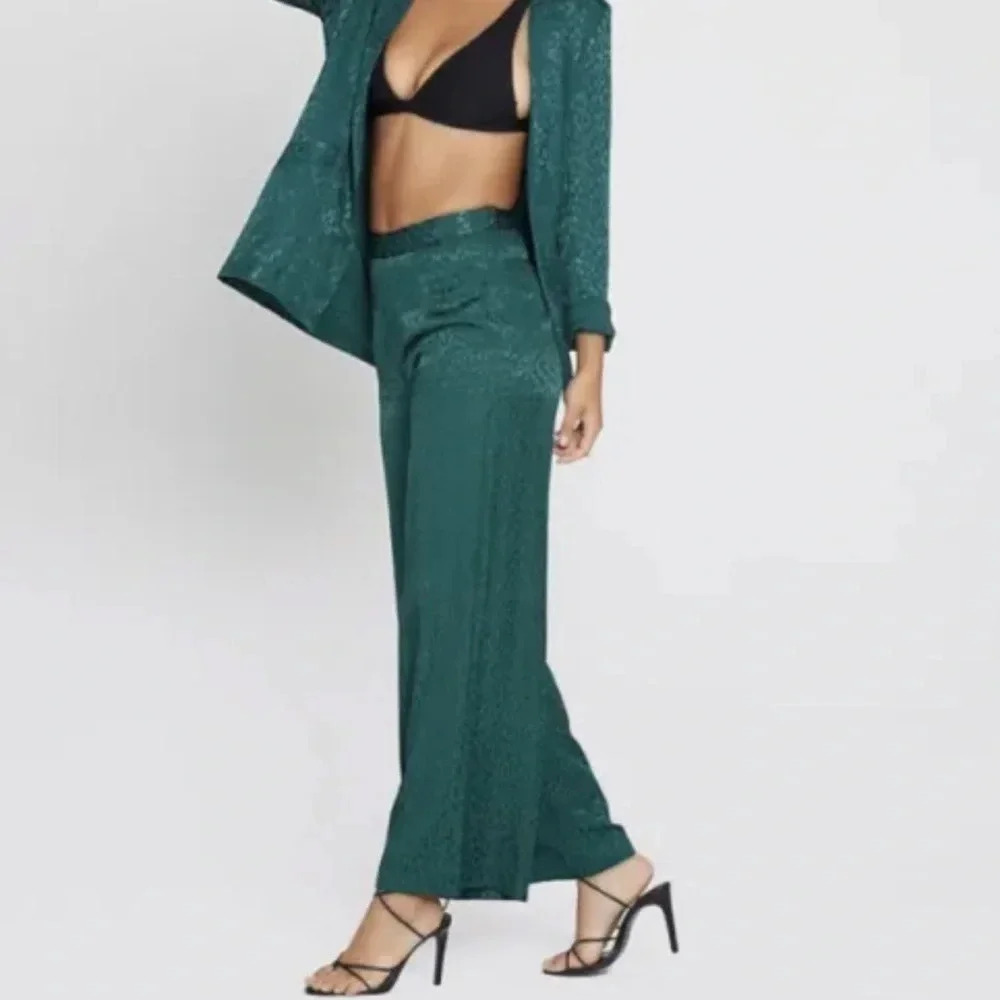 L*Space Harlow Pant In Ultramarine Emerald Green Leopard Print NWT